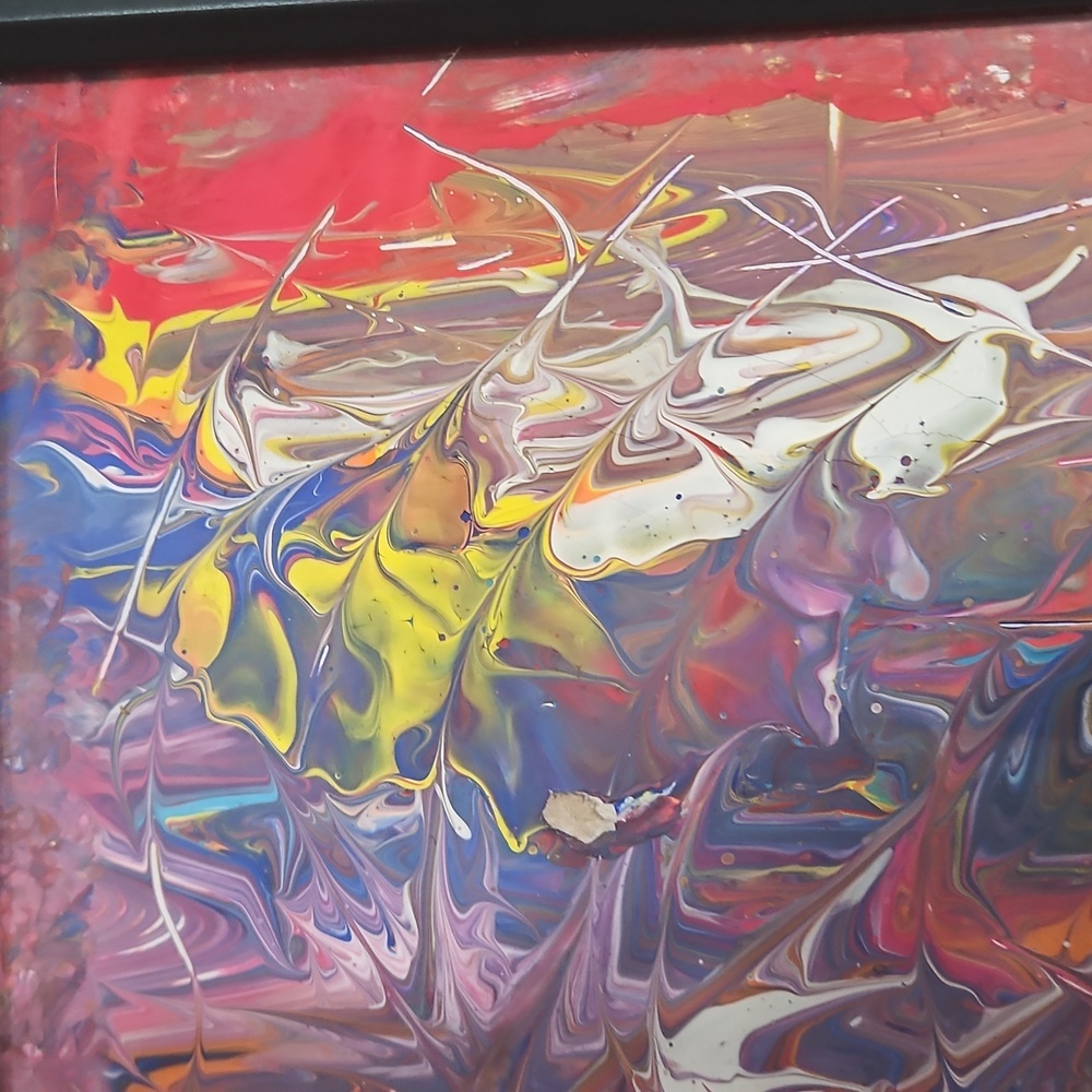 Hand Crafted Original Acrylic Pour Painting  The First One Upcycled Framed 16x20 - Picture 17 of 17